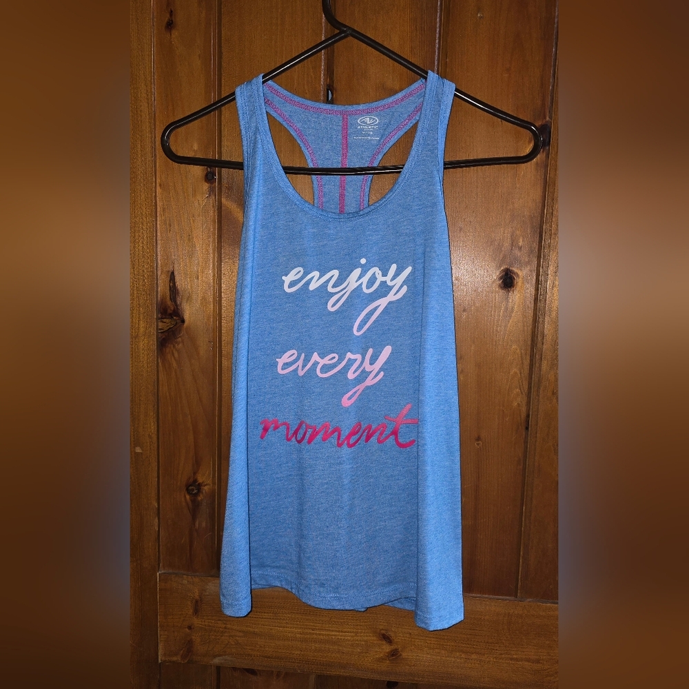 Athletic Works Blue Tank Top with Motivational Text